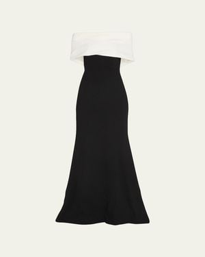Lela Rose Off-The-Shoulder Two-Tone Gown - Black