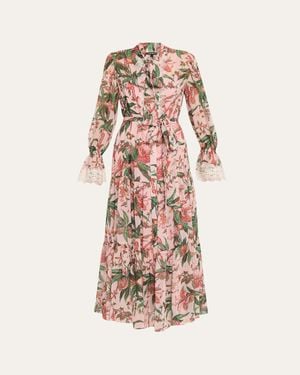Kobi Halperin Payne Tiered Floral-Print Maxi Dress - Pink