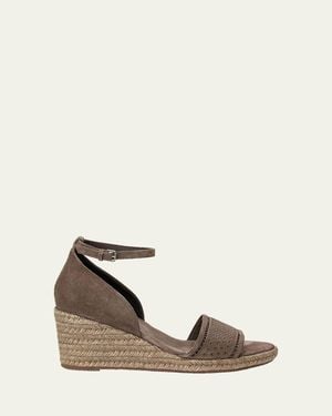 Brunello Cucinelli Suede Espadrille Wedge Sandals - Natural