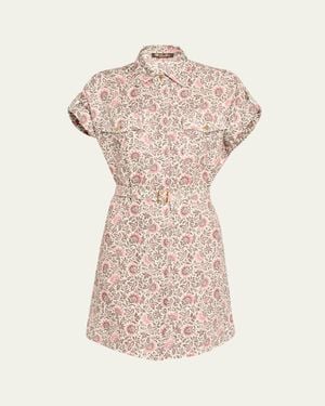 Loro Piana Idris Riserva San Nicolo Twill Belted Mini Shirtdress - Pink