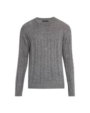 Helmut Lang Wide-Rib Wool And Nylon Crewneck Sweater - Gray