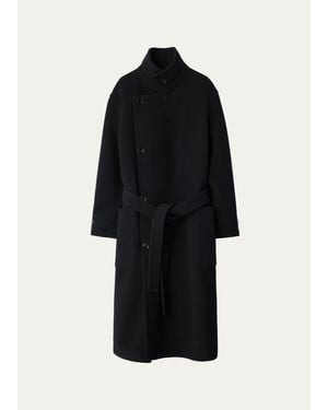 Lemaire Double-Face Wool Wrap Coat - Black