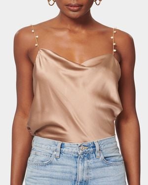 Cami NYC Busy Bias-Cut Cami W/ Pearl Chain Straps - Blue