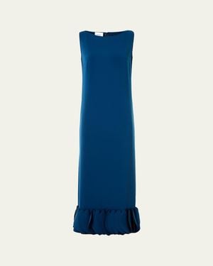 Akris Punto Dot Ruffle Sleeveless Midi Dress - Blue
