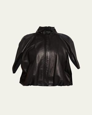 Jonathan Simkhai Jada Nappa Leather Cape Jacket - Black