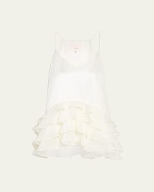 Cinq À Sept Cabrina Silk Ruffled Top - Natural