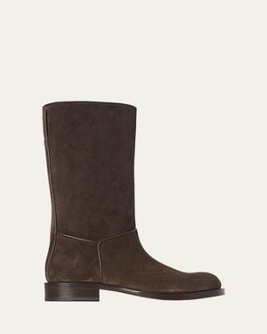 The Row Nobilis Suede Riding Boots - Brown