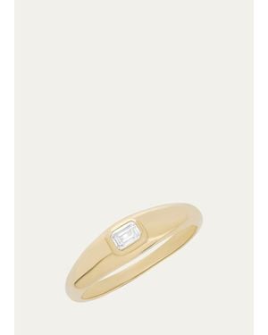 Lana Jewelry 14K Skinny Curved Emerald-Cut Diamond Ring - Natural