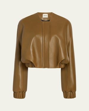 KHAITE Cordan Leather Bubble Jacket - Natural