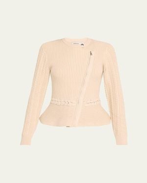 Jonathan Simkhai Andi Mixed-Knit Cotton Peplum Jacket - Natural