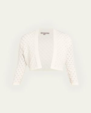 Lela Rose Pointelle Knit Bolero Jacket - Natural
