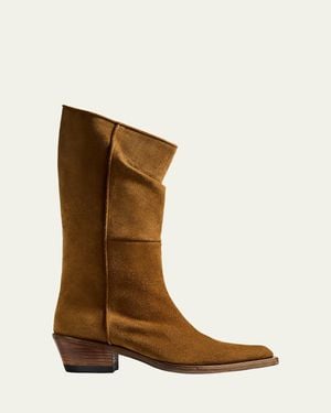 KHAITE 35Mm Clive Suede Mid-Calf Boots - Brown