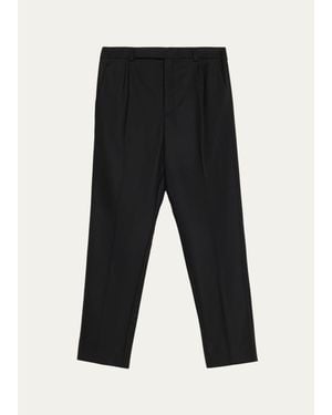 Saint Laurent Pleated Wool Pants - Black