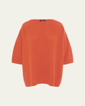 Eskandar Bateau-Neck Moss Stitch Cashmere Sweater - Orange