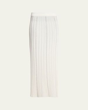 Balmain Pleated Knit Maxi Skirt - Natural