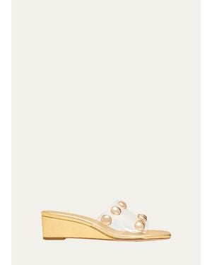 Loeffler Randall 45Mm Enya Studded Pvc Wedge Sandals - Natural