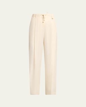 Moncler Wool Gabardine Tailored Pants - Natural