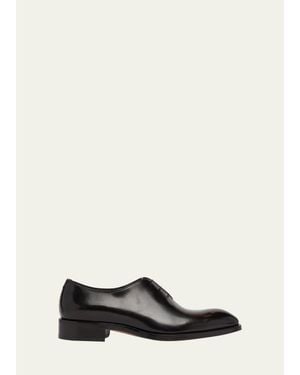 Tom Ford Burnished Leather Oxfords - Black