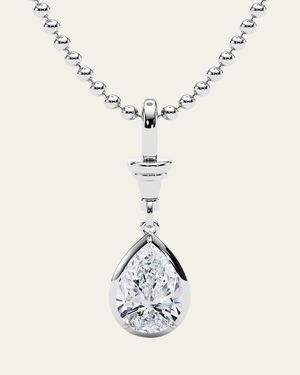 HauteCarat Pear-Shaped Lab Diamond Pendant Necklace - White