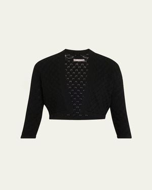 Lela Rose Pointelle Knit Bolero Jacket - Black