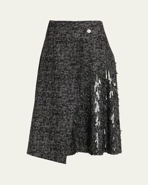 Michael Kors Hand-Embellished Draped Wrap Skirt - Gray