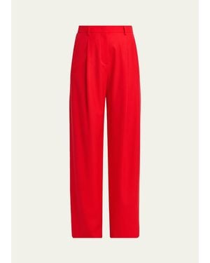 Giorgio Armani Wide-Leg Virgin Wool Pants - Red