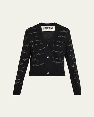 Libertine Body Language Embellished Crop Cardigan - Black