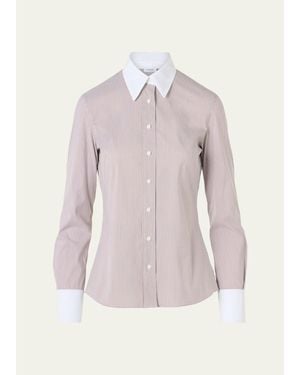 Akris Punto Stripe Stretch Cotton Poplin Shirt - Pink