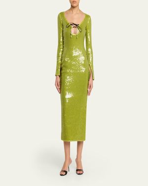slim fit dress slacks Layla Feather Sleeve Maxi Dress for Young Girls Sage Green Light Green / 5-6 main image 0