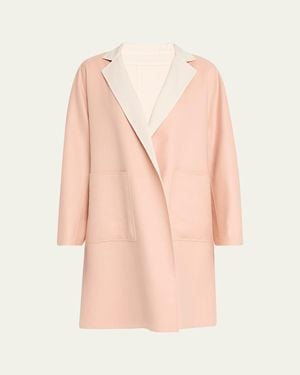 Lafayette 148 New York Reversible Double-Face Knee-Length Coat - Pink