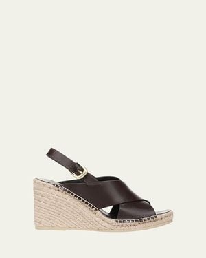 Vince Georgia Leather Espadrille Wedge Sandals - Natural