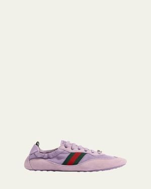 Gucci Shift Mesh And Suede Low-Top Sneakers - Purple