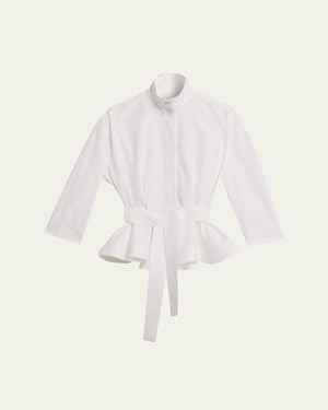 Jacquemus The Cabana Cotton Poplin Belted Shirt Jacket - Natural