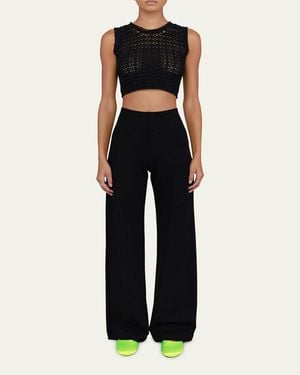 Leset Rio Wide-Leg Ponte Pants - Black