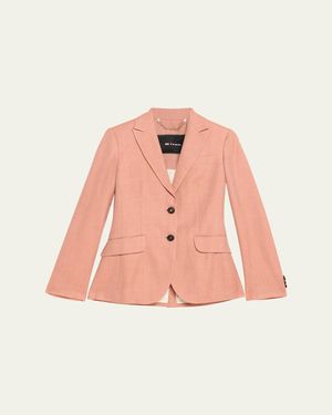 Kiton Wool-Blend Single-Breasted Blazer Jacket - Pink