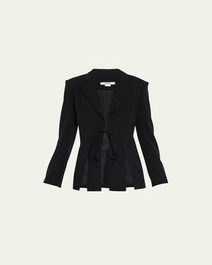 Jason Wu Tie-Front Peak-Lapel Blazer - Black