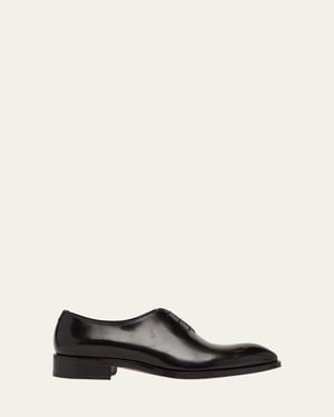 Tom Ford Burnished Leather Oxfords - Black