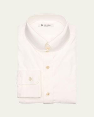 Loro Piana Elia Cotton Flannel Dress Shirt - Natural