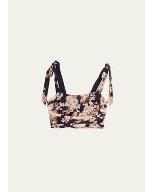 Cara Cara Daria Printed Silk Crop Top - Natural