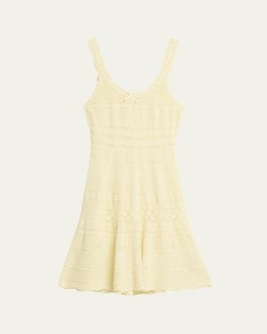 LoveShackFancy Darlena Fine Pointelle Knit Mini Dress - Yellow