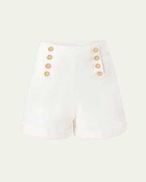 Carolina Herrera High-Rise Button-Front Sailor Shorts - Natural