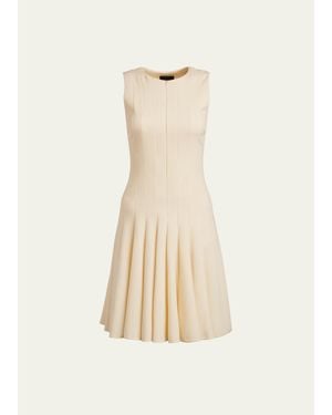 Akris Sleeveless Zip-Front Seamed A-Line Dress - Natural