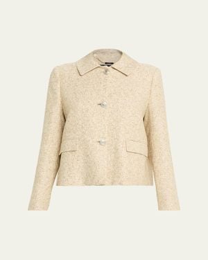 Kiton Paillette Linen Twill Single-Breasted Jacket - Natural