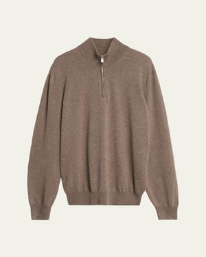 Brunello Cucinelli Cashmere Quarter-Zip Sweater - Brown