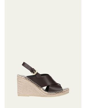 Vince Georgia Leather Espadrille Wedge Sandals - Natural