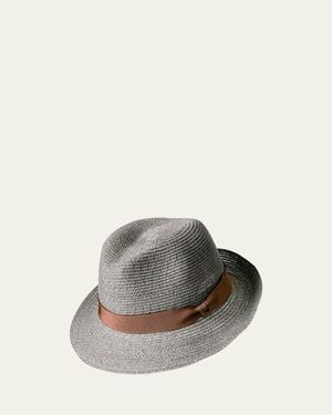 Inverni Small-Brim Woven Hemp Panama Hat - Multicolor