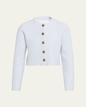 Brandon Maxwell Ryder Wool Knit Crop Jacket - Blue