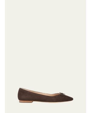 Veronica Beard Cailey Suede Ballerina Flats - Natural