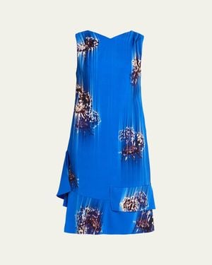 Proenza Schouler Rhetta Floral Tiered Ruffle Midi Dress - Blue