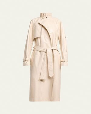 Proenza Schouler Sabina Lacquered Leather Wrap Trench Coat - Natural